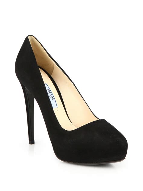 prada black pumps brown piping|prada black suede pumps.